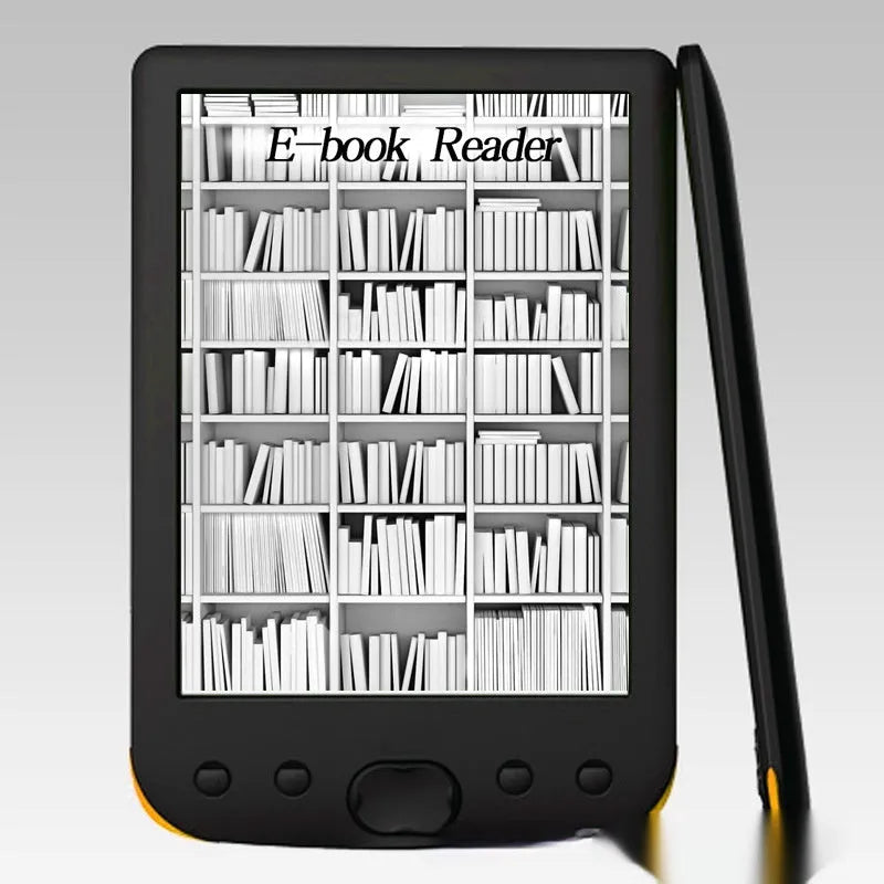 Black 6-inch E-ink screen e-book reader with multiple storage options