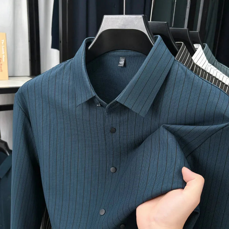 Vertical striped men's cardigan shirt in long sleeve, available in multiple colours and sizes spring autumn