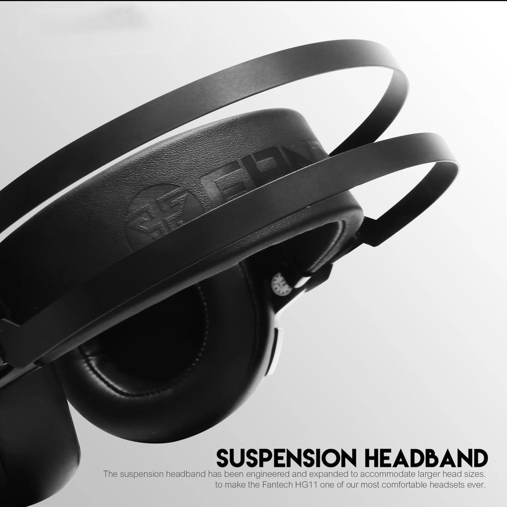 Wired black gaming headset with built-in microphone and 2.2 metre cable on a desk