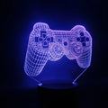 Gamepad 3D night light showing seven colour modes with touch switch and remote control, acrylic and ABS construction