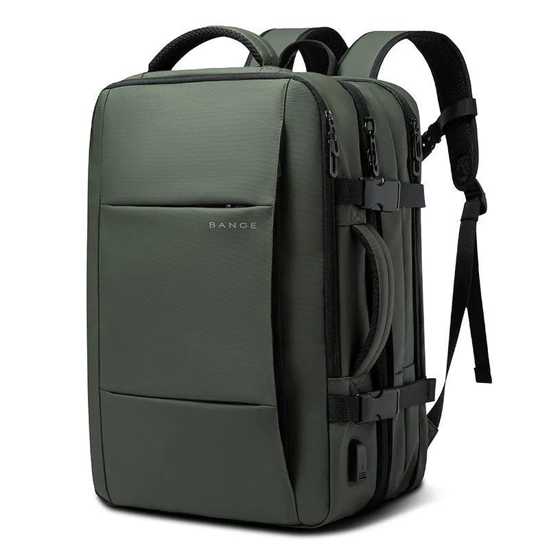Foldable large capacity waterproof Oxford cloth business travel backpack with double shoulder straps in black colour