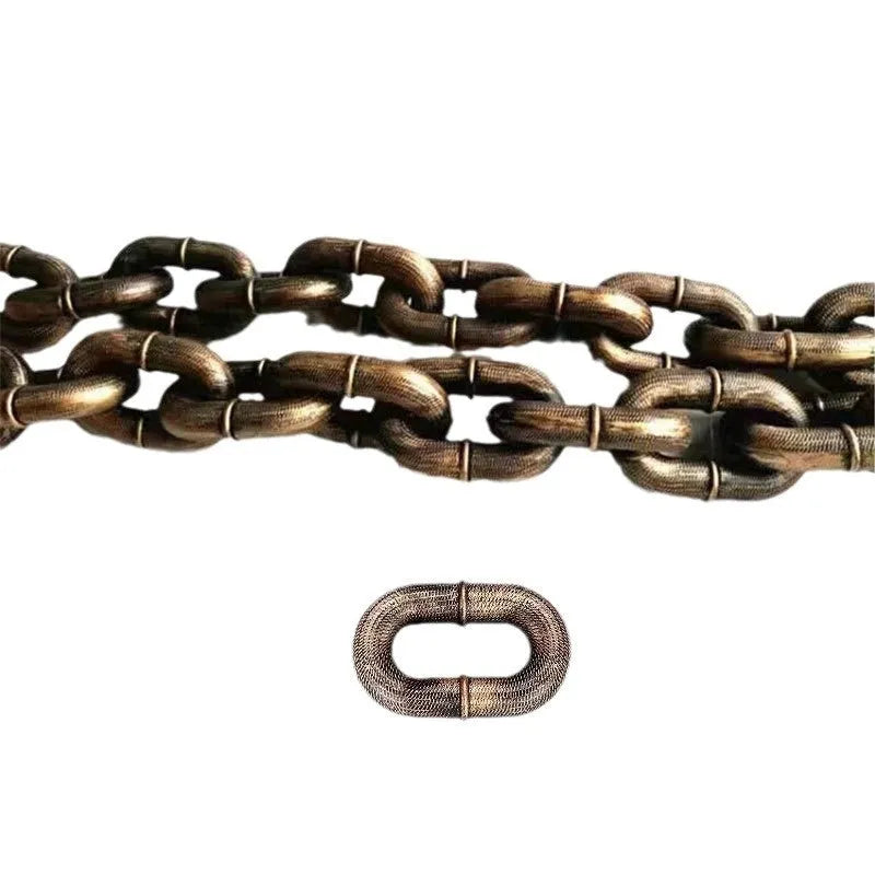 Simulated dog leash filming prop with rough rope design in antique bronze finish
