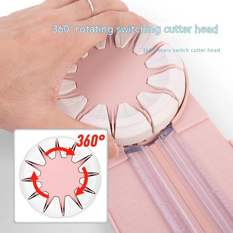 Plastic paper cutting machine with 12 pattern functions in pink colour option
