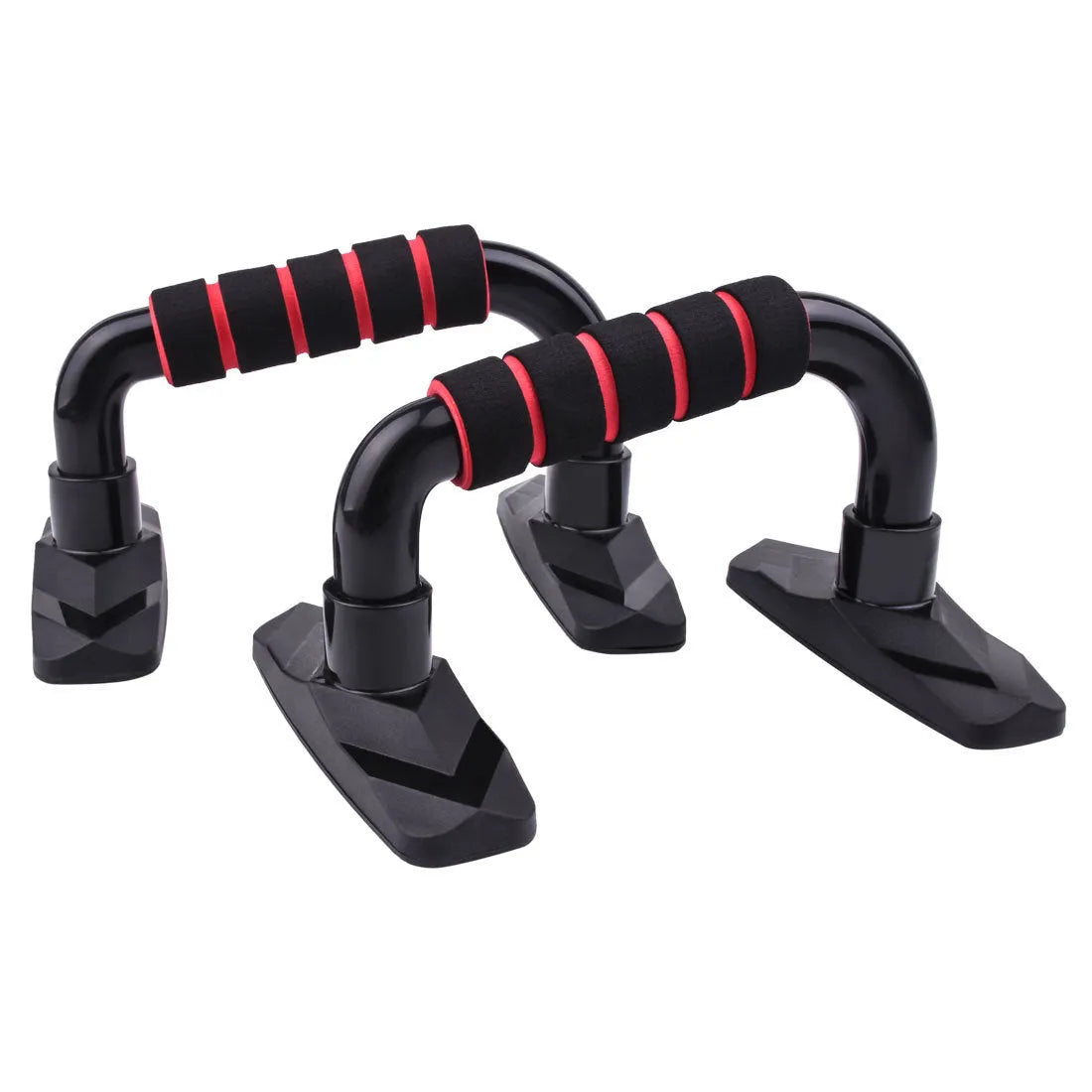 Diamond push up bars in blue, red, grey, and black colours with PP sponge handles for strength training