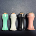 Volcanic portable roller for oily skin control, made from real volcanic stone, reusable and washable, available in black, green, pink, white