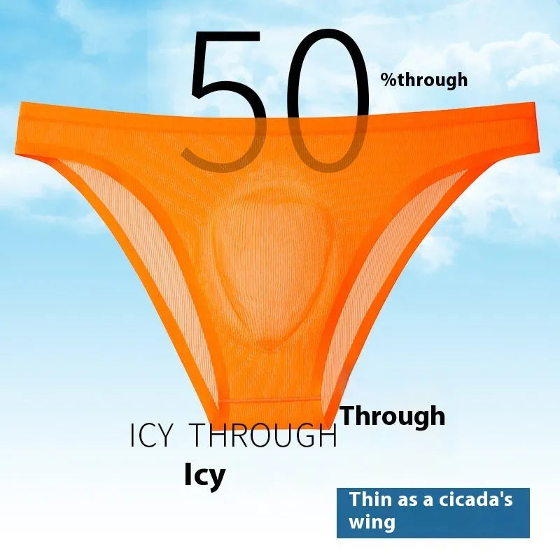 Ultra-thin Ice Silk low-waist seamless panties in black, white, grey, blue, purple, and orange colours