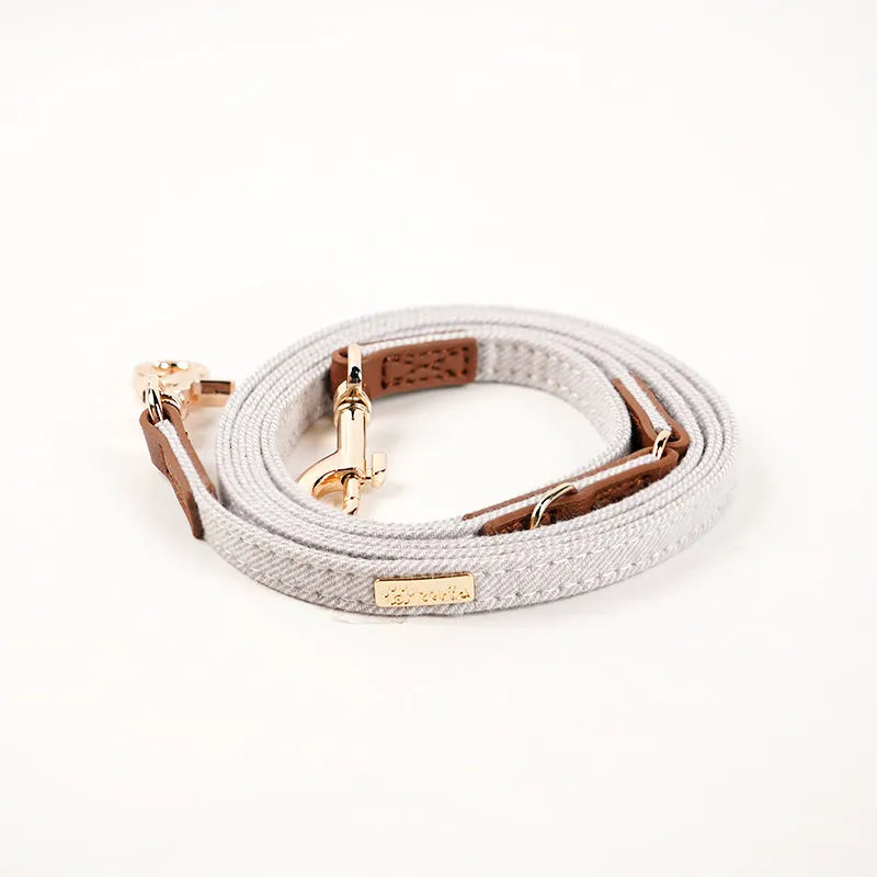 Anti-lost mohair dog collar with hand holding rope in cement gray colour for small breeds