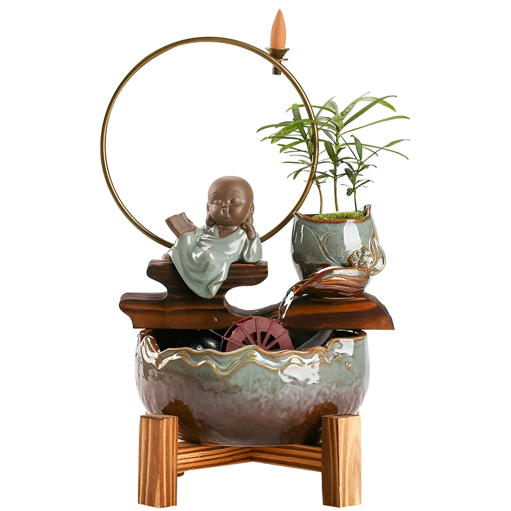 Small ceramic self-circulating fish tank for desktop, sitting colour style