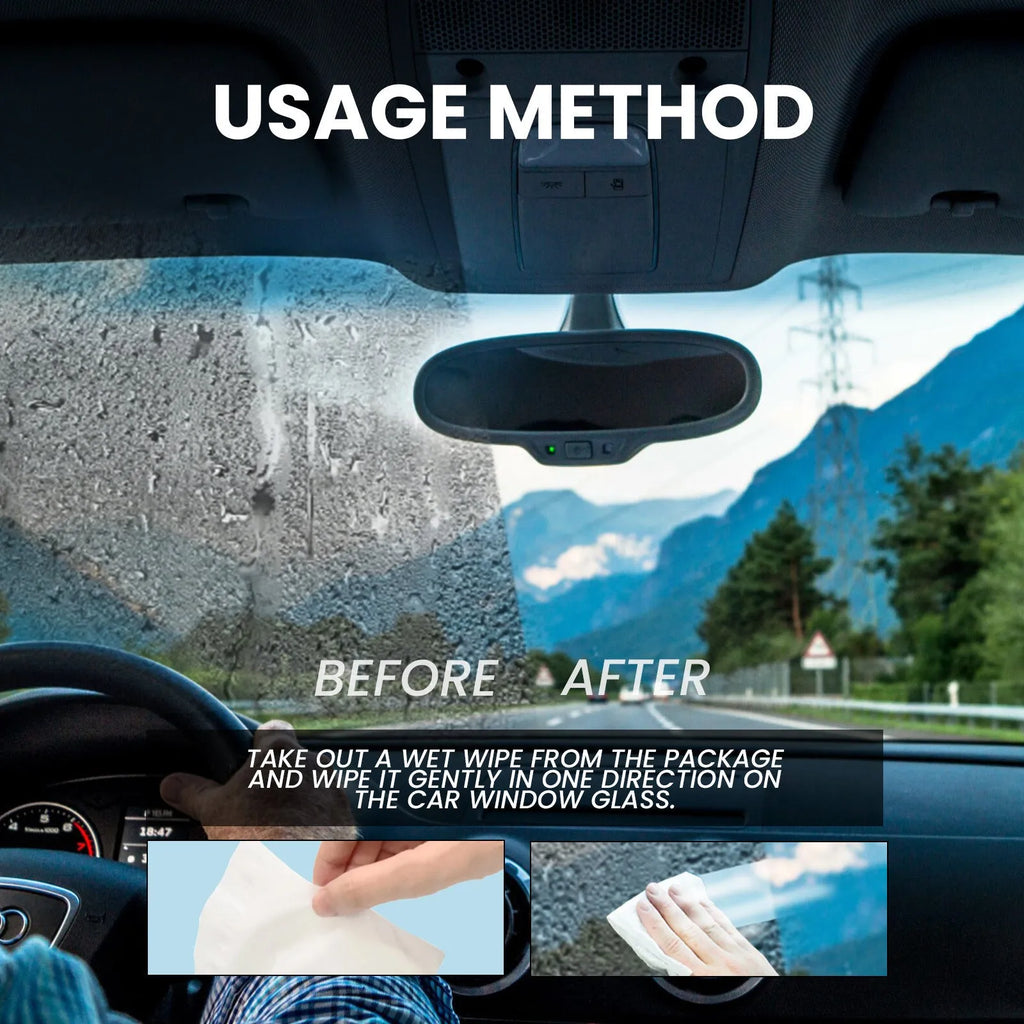 40-pack car anti-fog rain wipes for vehicle windscreens measuring 18x8x3cm