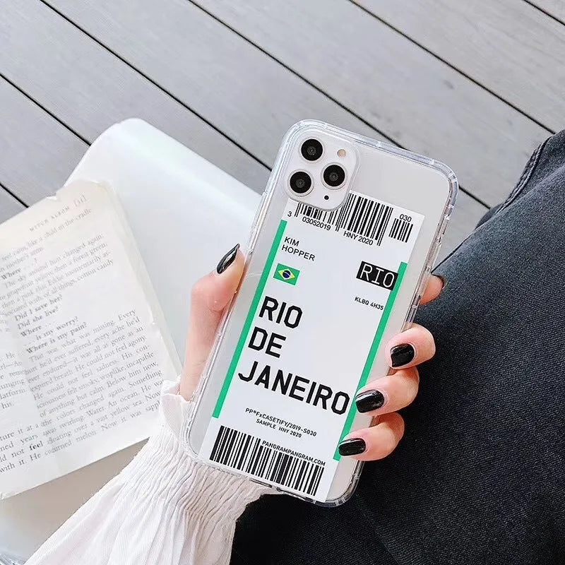 iPhone ticket phone case with graffiti design in TPU silicone material showing blue red colour option