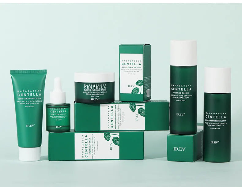 Snow Grass set combination facial skincare cosmetics with five products including Centella Asiatica for universal skin type