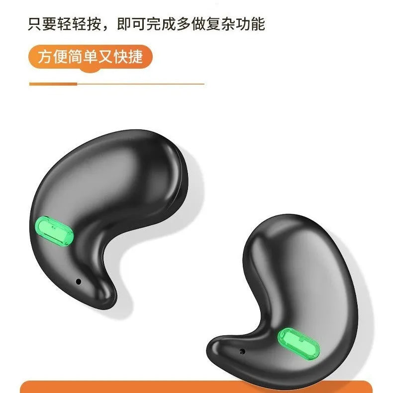 Mini invisible wireless in-ear sleep headset with digital display in black