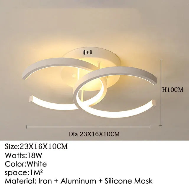 Modern aluminium ceiling light in black flush mount with remote control for corridor entrance hall