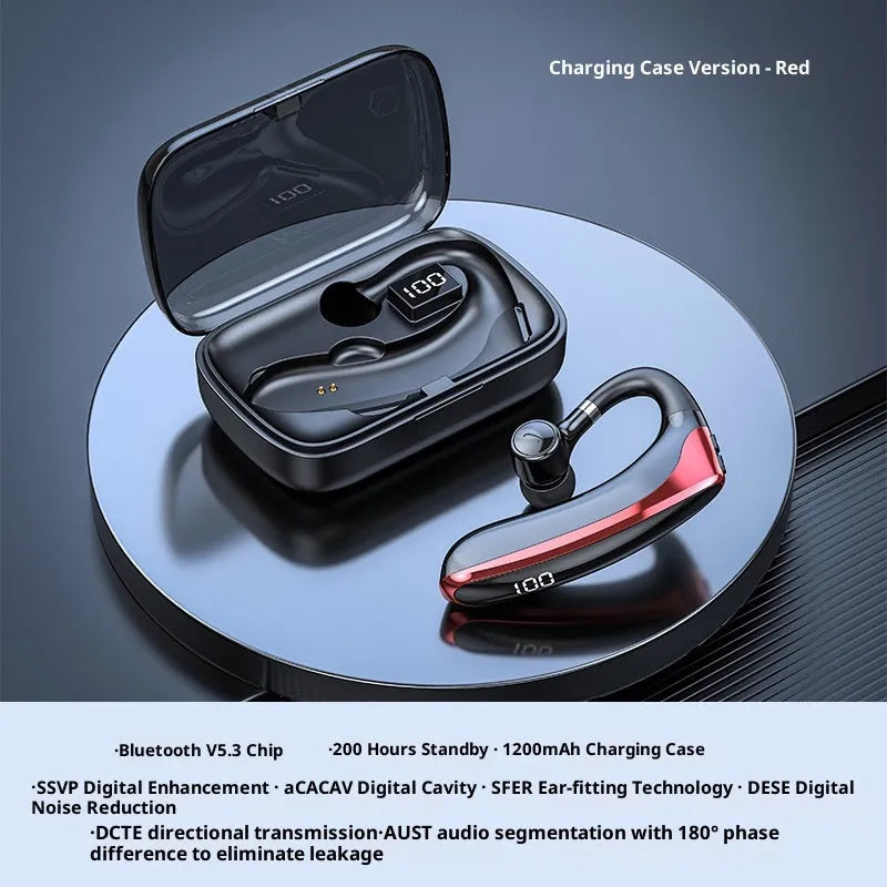 Bone conduction sports Bluetooth headset in ear hook style with digital display