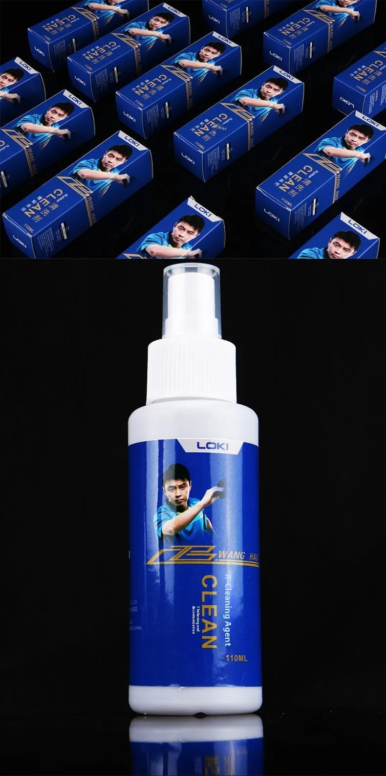 110ml table tennis blade covering rubber cleaning liquid with sponge applicator for ping pong bat maintenance