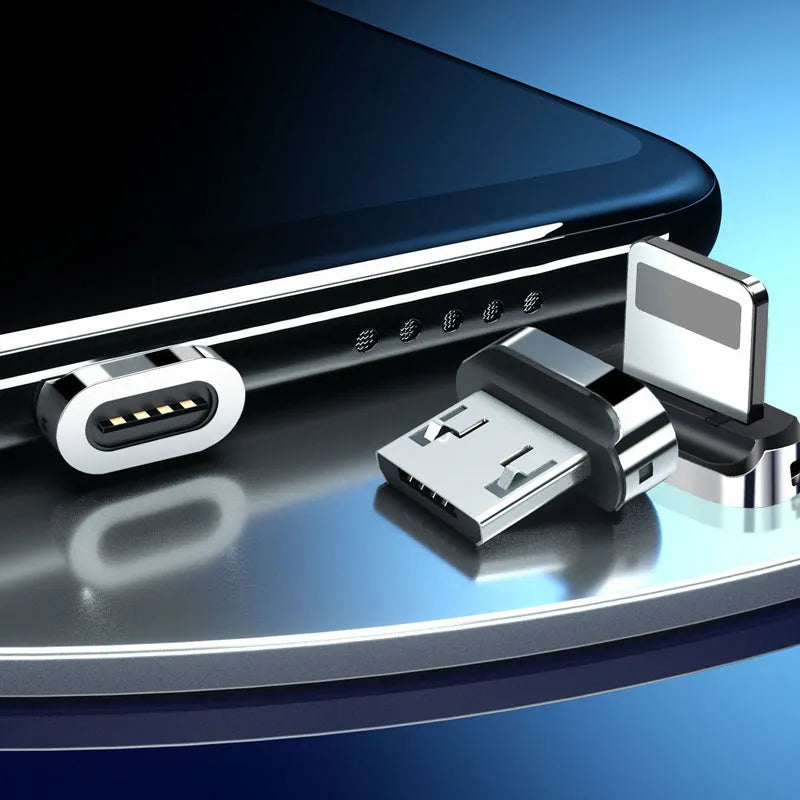 3A fast charge magnetic charging head in black and silver, 0.2m length, for Android Type-C devices