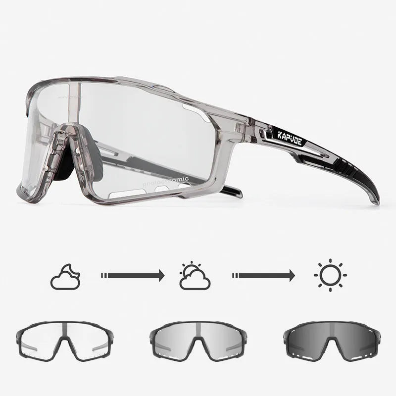 TR90 semi-rimless cycling sunglasses with photochromic lens in multiple colour options