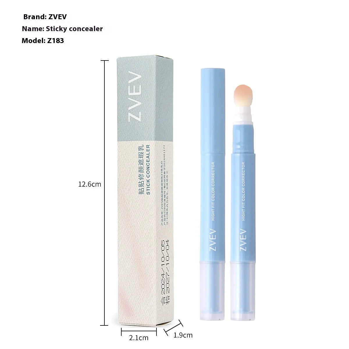 Sponge brush head concealer cream pen with 1.5g net content in three colour shades