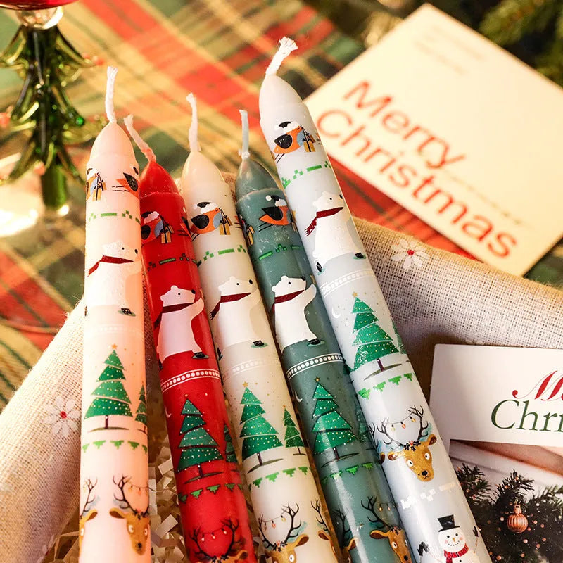 Home Christmas banquet decoration atmosphere paraffin cylinder candle in bright red, 2.2x25cm with 5-8 hour burn