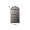 Terrace Distressed fake window wall mirror in log colour with wooden frame