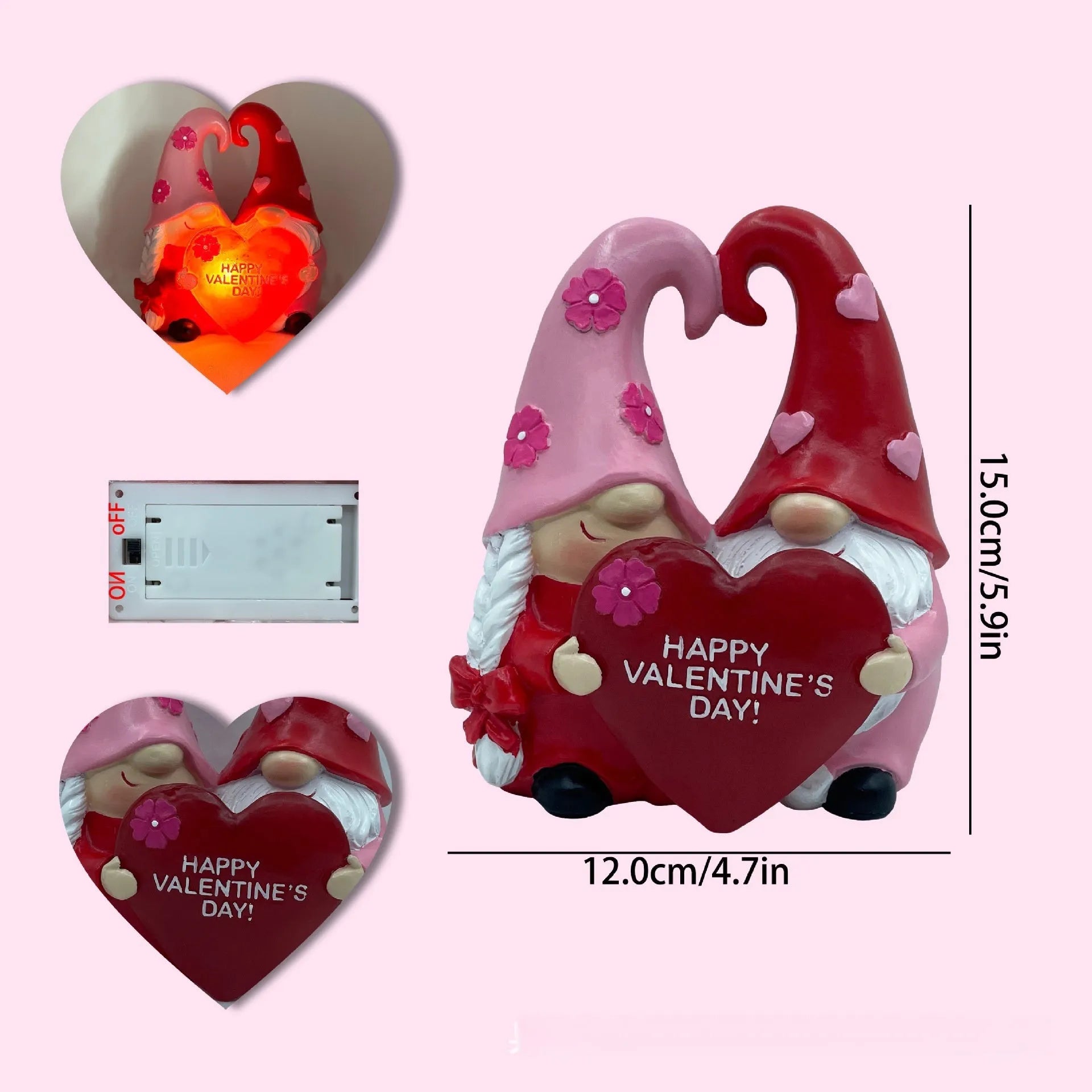 Luminous love dwarf resin lamp ornament glowing in dark with modern simplicity style