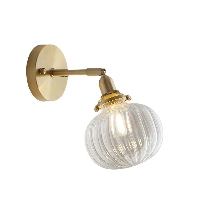 Pumpkin shaped glass wall lamp with water ripple or blue glass shade for LED lighting