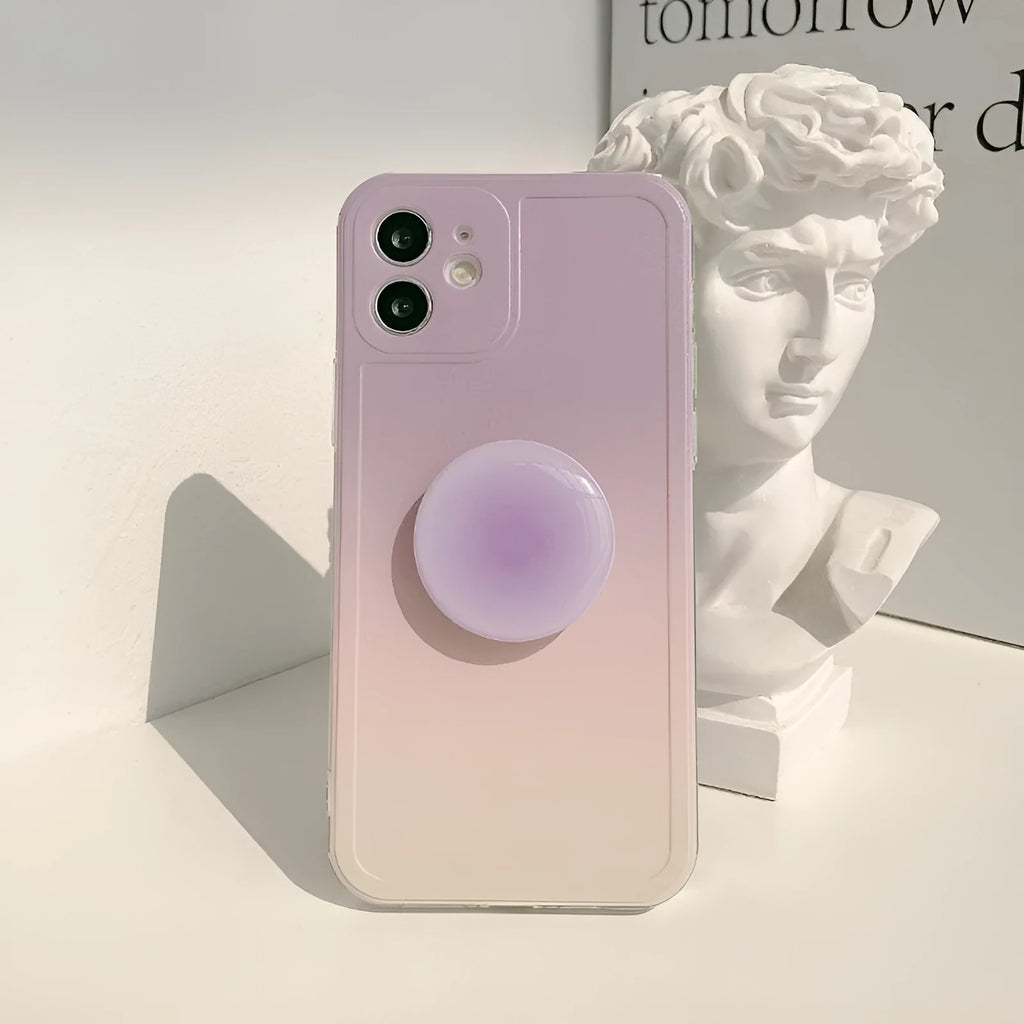 Yellow and purple gradient silicone mobile phone case for iPhone