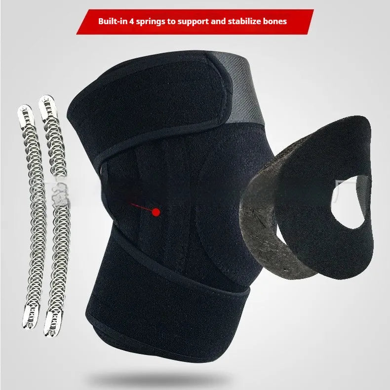 Spring support knee pad made from nylon mercerised cloth for sports protection