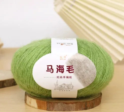 Mohair wool ball for DIY hand-woven scarf kit in one of 34 available colours