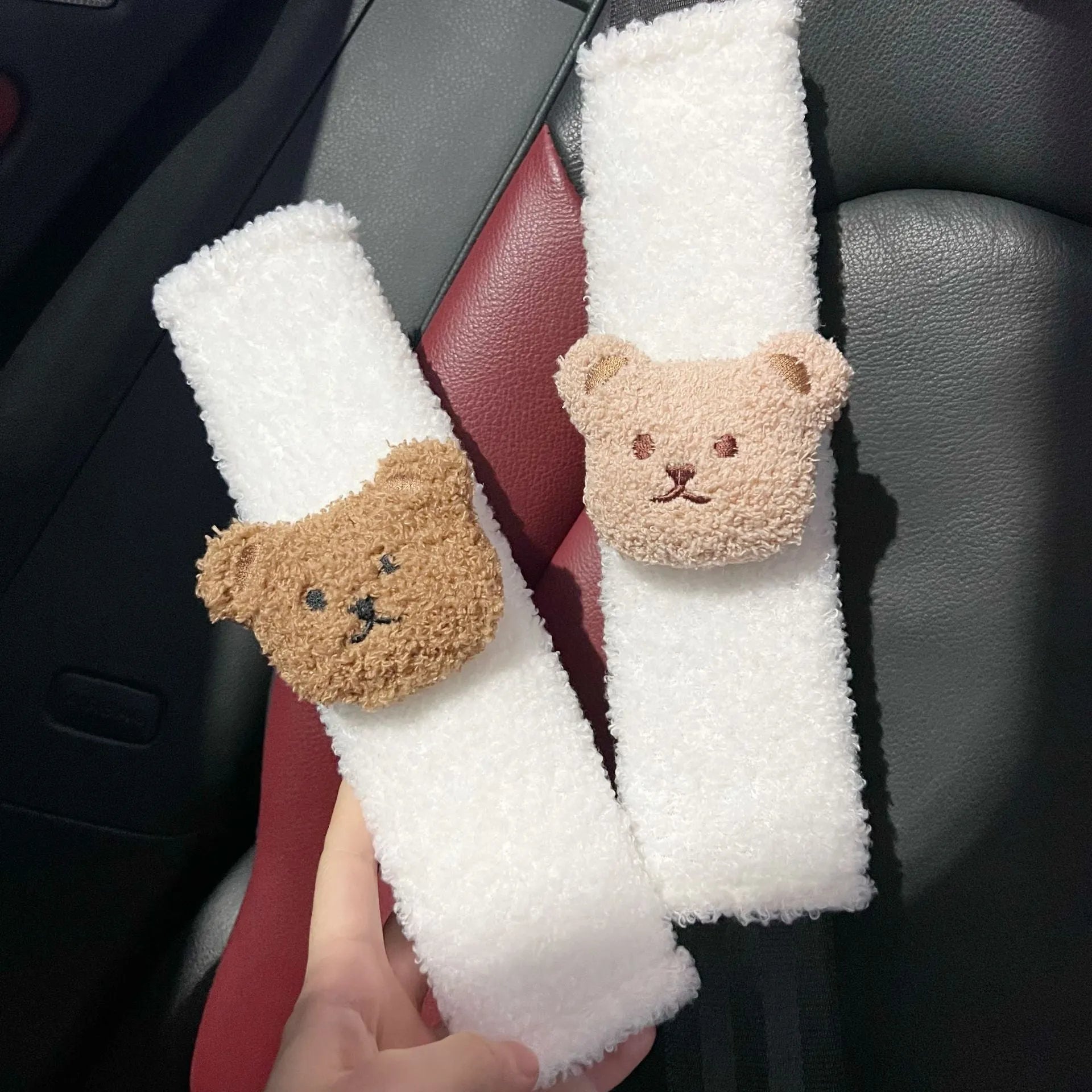 Cartoon bear plush car seat belt protective cover for baby car seats measuring 25cm