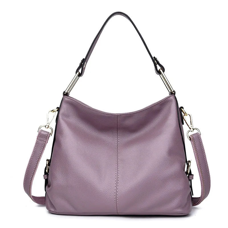 Genuine leather vertical square crossbody bag with interior organisation compartments