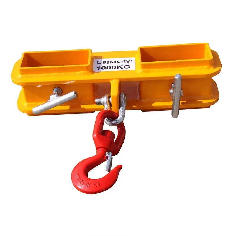 25-tonne rotatable drum forklift crane hook with safety locking device mounted on forklift forks