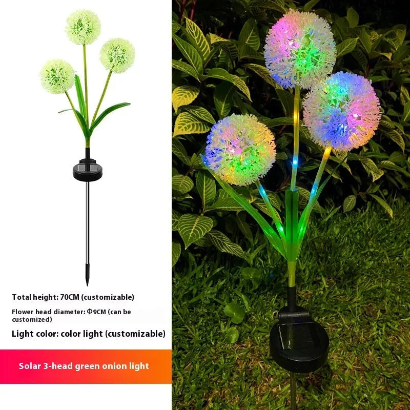 Flower-shaped solar LED ground lamp for garden lighting with colour-changing LEDs