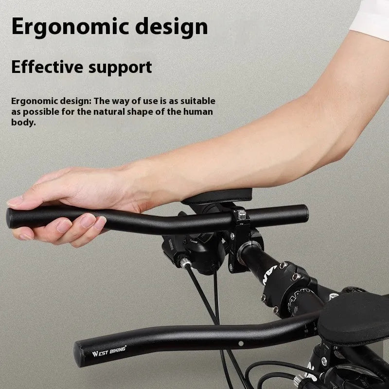 Black aluminium alloy bicycle rest handle for handlebar grip replacement on bike