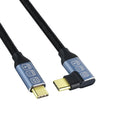 Double Type-C full-function woven fast charging data cable in black single-bend design on grey background