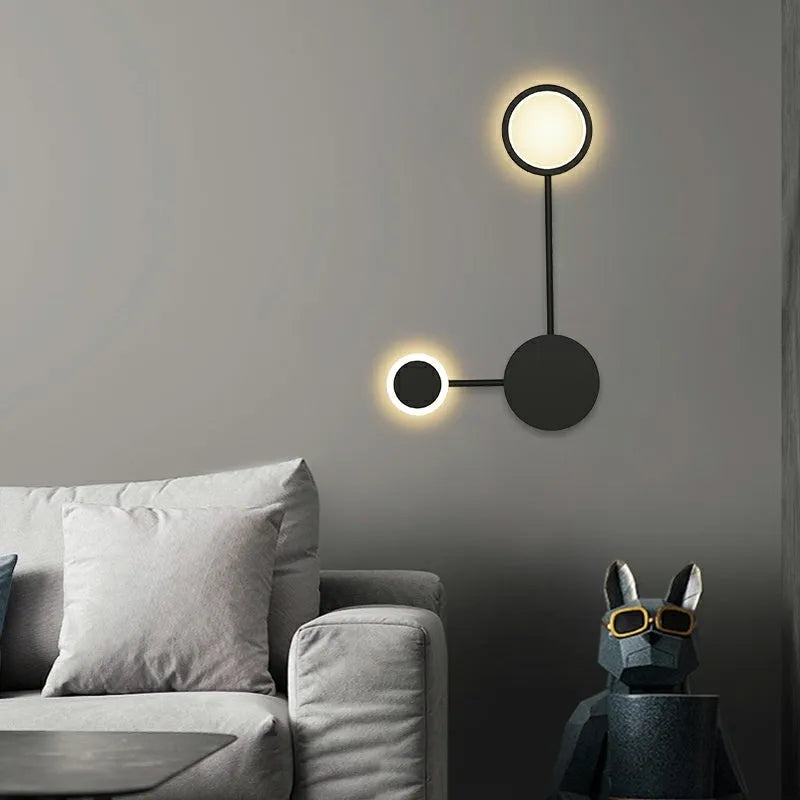 Contracted bedroom wall lamp iron acrylic 6-head 54W 96.5cm wide mounted on wall in black finish