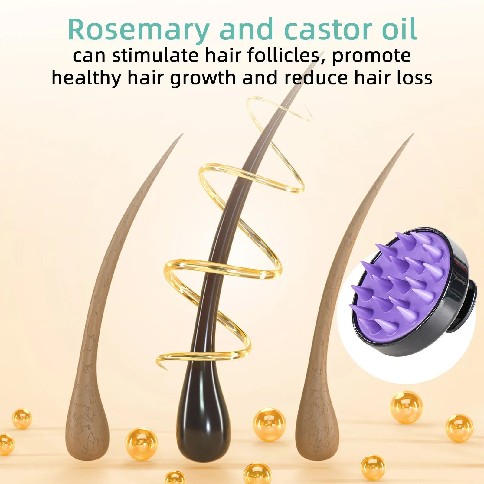 118ml bright yellow hair treatment oil bottle with a massage brush applicator.