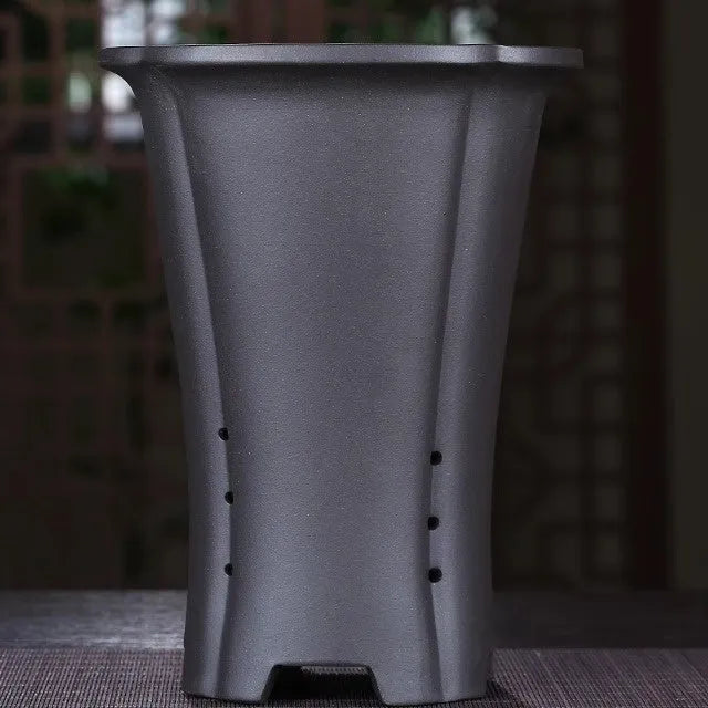 Purple sand ceramic flower pot with tray, classical style, compact 28mm size for small orchids