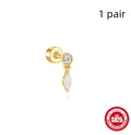 S925 sterling silver flat column geometric ear bone stud with gold electroplated finish