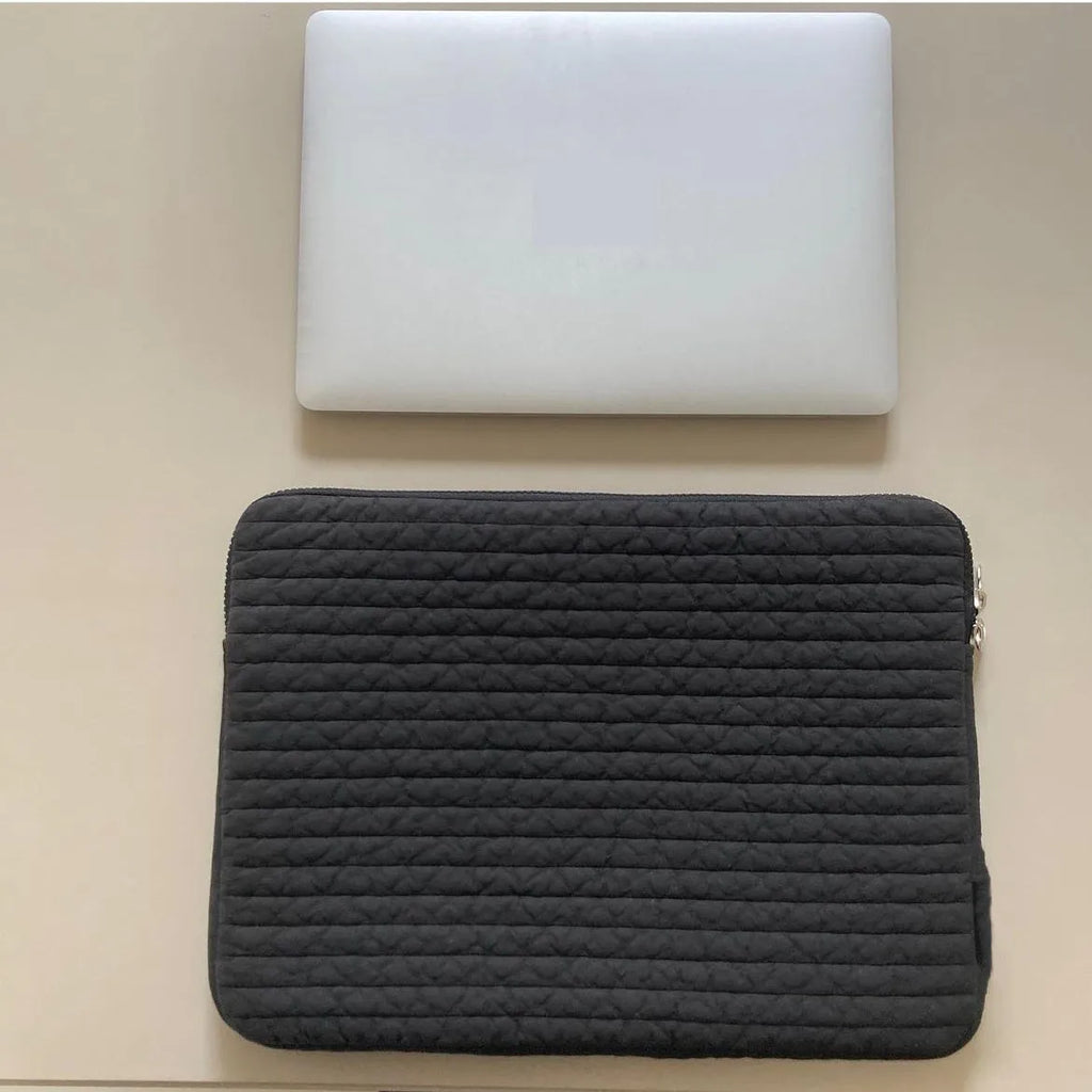 Black and white anti-seismic cotton laptop bag for tablets with internal coin pocket