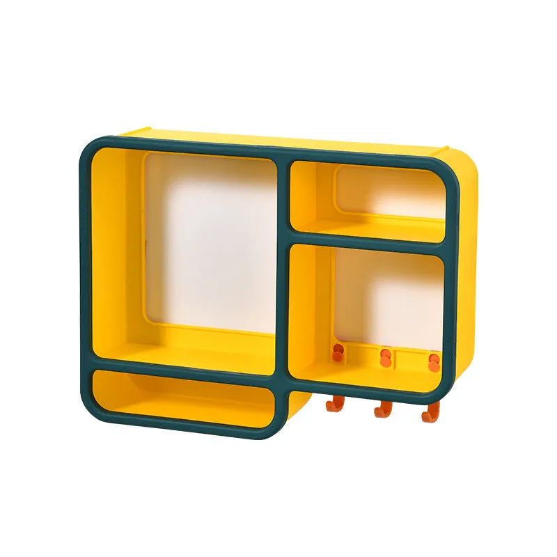 Modern simple wall-mounted plastic storage shelf in white, 36.2x27.2x9.3cm, for cosmetics and small items
