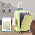 Front open cover multifunctional trolley case in titanium gray with USB interface and universal wheels