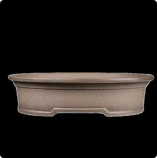 Handmade purple sand ceramic oval bonsai pot measuring 25cm by 21cm