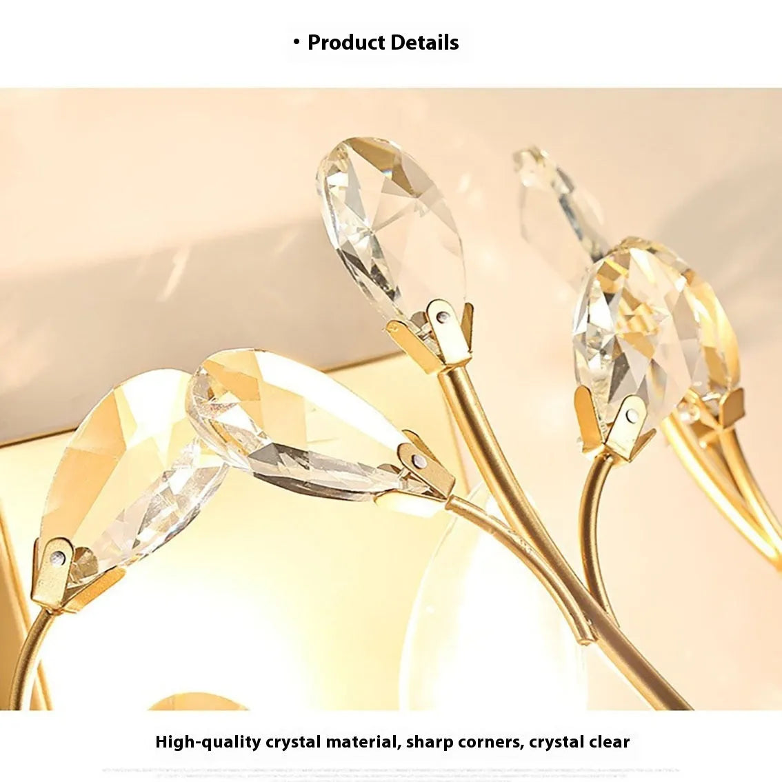 Crystal wall lamp with black finish, mounted on wall, diameter 33 cm height 29 cm, American style