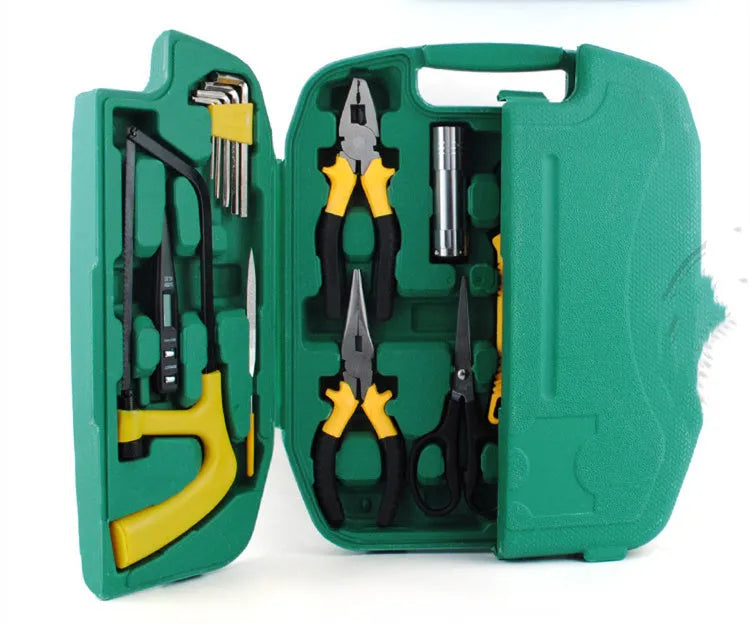 27-piece car emergency tool kit with malleable iron tools in a organised box