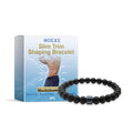 Black glass bead men's shaping wristband with natural gallstone accents on adjustable bracelet