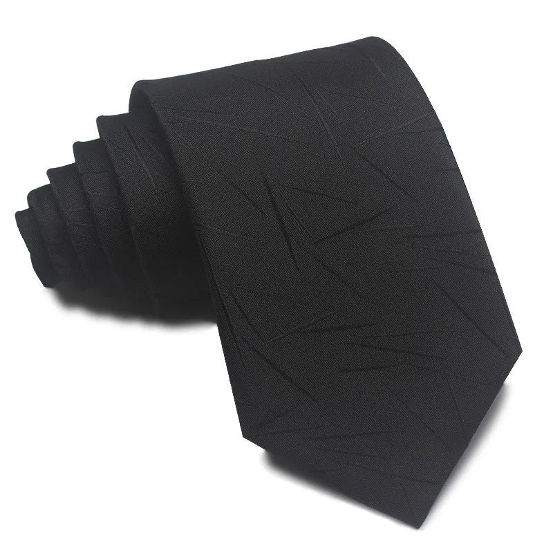 8cm wide polyester jacquard striped men's business tie shown in multiple colour variations