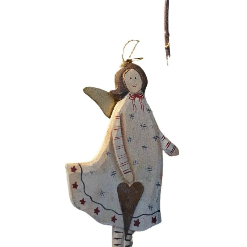 Wooden door plate pendant with hand-painted heart, XINGX and letter motifs in American country style