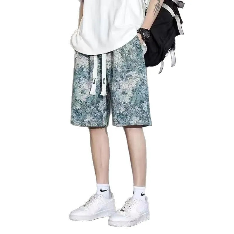 Men's lightweight polyester summer shorts in fifth-length cut showing colour options