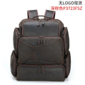 Dark brown leather backpack for men with 17-inch laptop compartment and multiple internal organisers